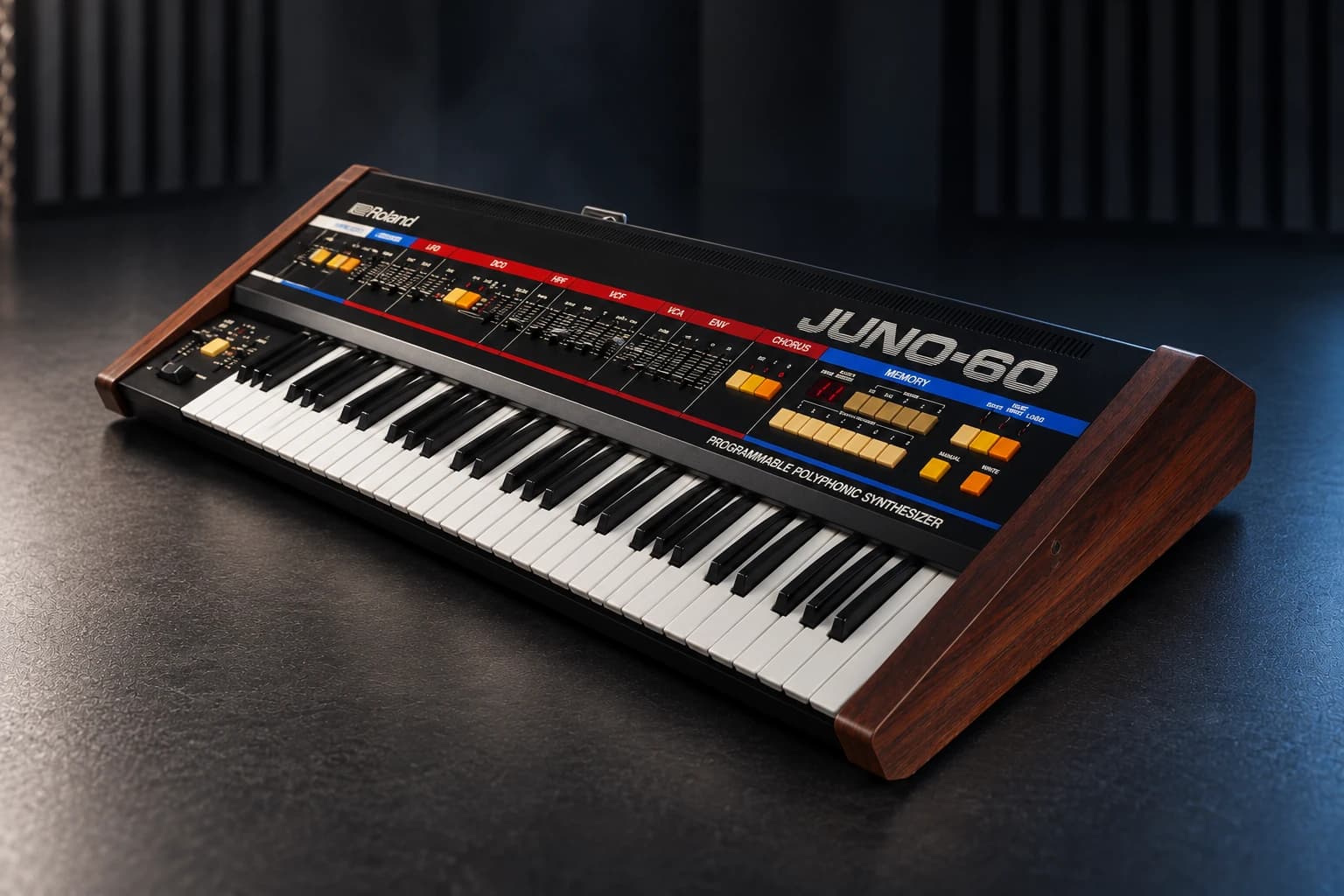 Studio illustration: Roland JUNO-60 analog synthesizer
