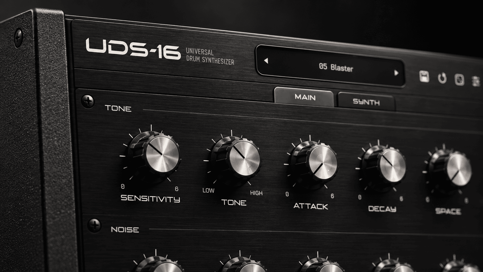 Close-up of UDS-16 tone and envelope controls
